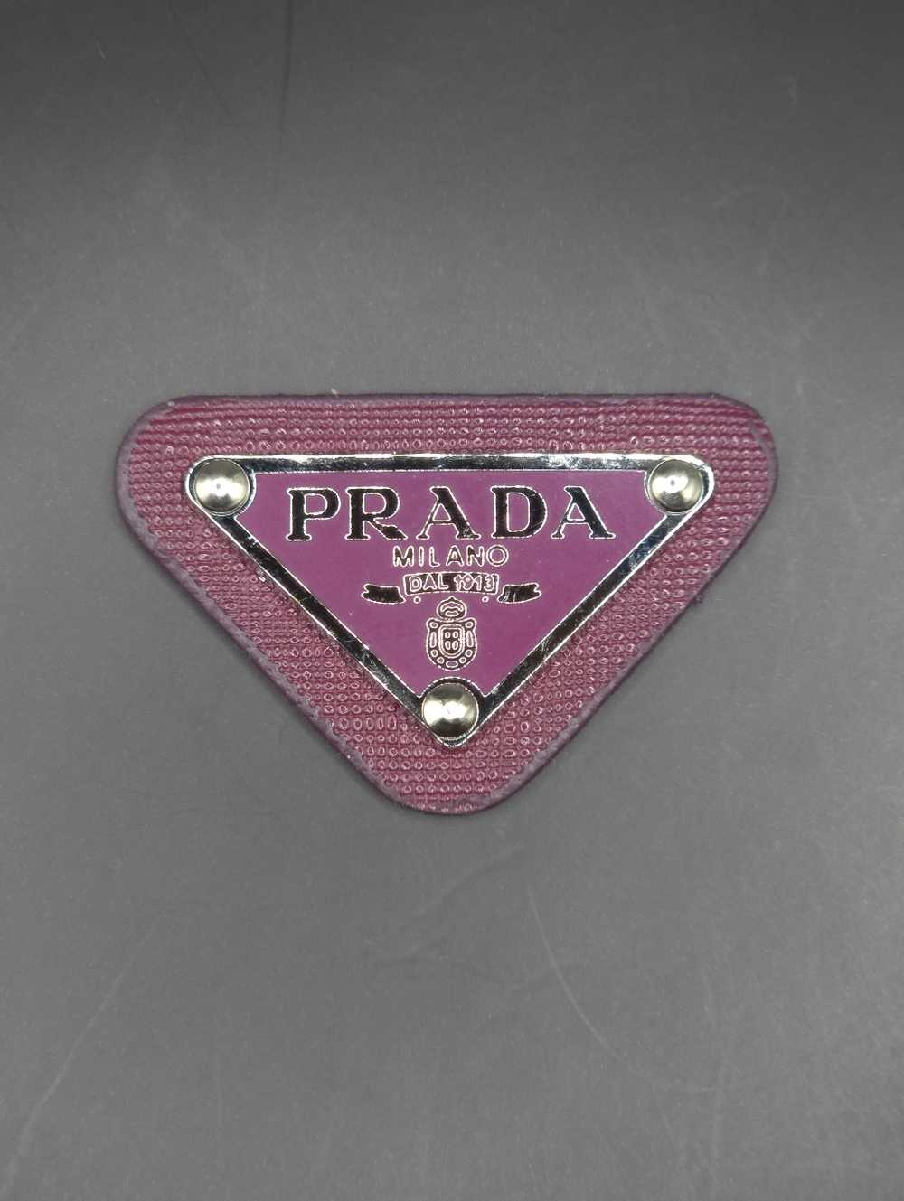 Plum Prada Triangle Patch/Croc Charm